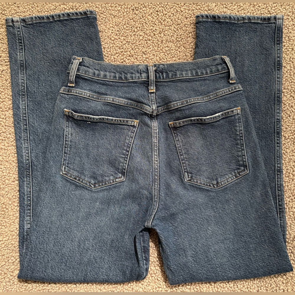 Agolde Pinch Waist High Rise Women's Straight Leg Jeans - Med Blue - Picture 3 of 6